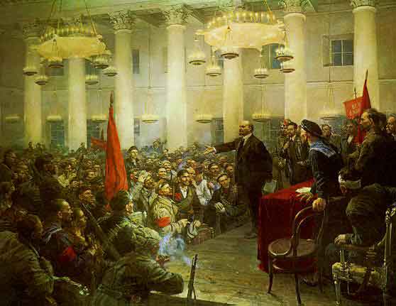 Soudruh V. I. Lenin promlouvá k fanouškům a hráčům HC Hamé v Medvědově aréně