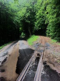 Malá lesní železnička směrem pod Hřebeč.